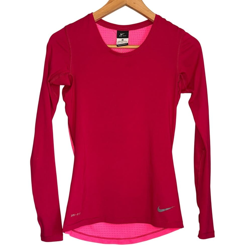 Nike Dri-Fit Women's Small Bright Pink Long Sleeve Running Top